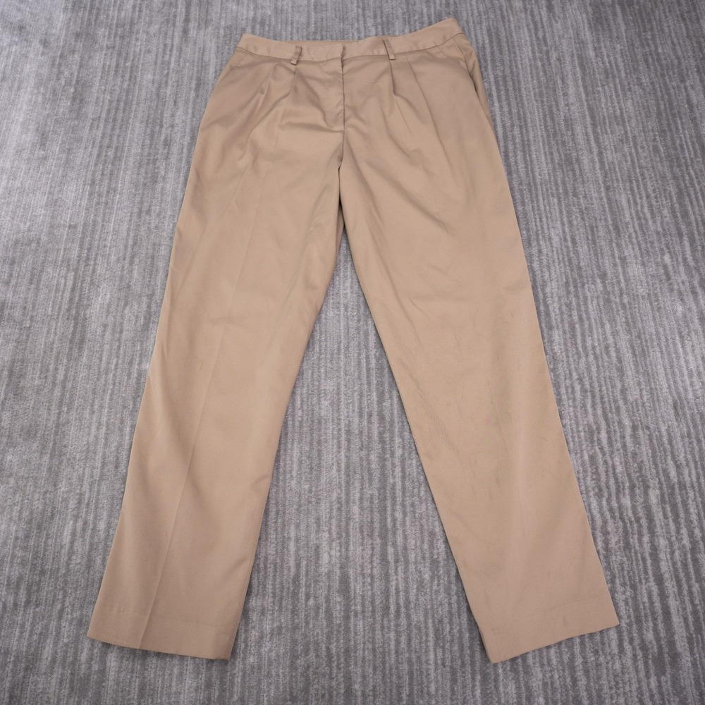 Talbots Pleated Dress Pants Womens 14P Tan Khaki Excellent Stretch Straight Leg